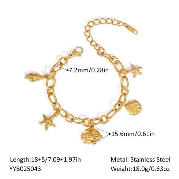 Summer Ocean Style All Match Bracelet Stainless Steel Jewelry For Women Pvd Furnace Vacuum Real Gold Plated