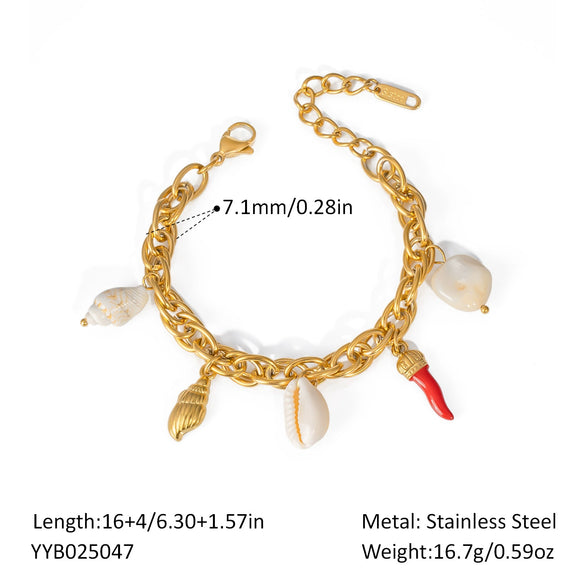 Summer Ocean Style All Match Bracelet Stainless Steel Jewelry For Women Pvd Furnace Vacuum Real Gold Plated