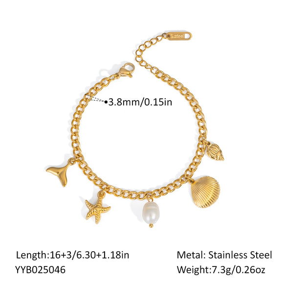 Summer Ocean Style All Match Bracelet Stainless Steel Jewelry For Women Pvd Furnace Vacuum Real Gold Plated