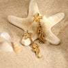 Summer Ocean Style Starfish Seahorse Pendant Earrings Stainless Steel 18K Electroplating Geometric
