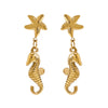 Summer Ocean Style Starfish Seahorse Pendant Earrings Stainless Steel 18K Electroplating Geometric