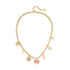 Summer Pastoral Style Love Heart Pendant Stainless Steel Necklace With Dripping Oil Treatment