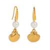 Summer Pearl Shell Pendant Earrings Light Luxury Fashion Ocean Elements High End Stainless Steel Earrings