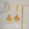 Summer Pearl Shell Pendant Earrings Light Luxury Fashion Ocean Elements High End Stainless Steel Earrings