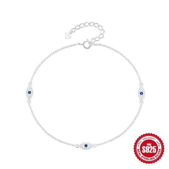 Summer S925 Sterling Silver Adjustable Devil's Eye Pendant Anklet For Unisex