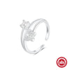 Summer S925 Sterling Silver Double Layer Butterfly Open Dropshaped Zircon Fashion Ring For Women