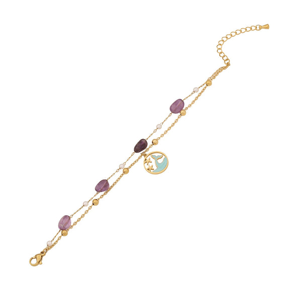 Summer Shell Starfish Bracelet Natural Stone Stainless Steel Jewelry Electroplating For Women