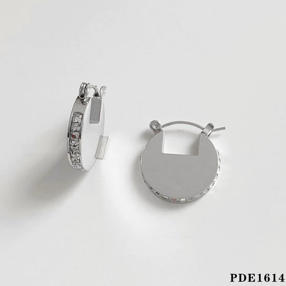 Summer Simple Niche Style Stainless Steel Earrings With Geometric Diamond Design And Electroplating Process