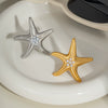 Summer Starfish Pearl Ring For Women Fashionable Exaggerated Niche Design Stainless Steel Jewelry With Pvd Furnace Vacuum Real Gold Plating