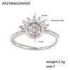 Sun And Moon Zircon Geometric Ultrafine Opening Adjustment Titanium Steel Ring For Women With Electroplating