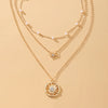 Sun Pendant Simple Retro Artificial Pearl Multilayer Necklace