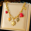 Sunflower Cat's Eye Awn Star Necklace Titanium Steel And Stainless Steel Star Shaped Electroplated Clavicle Chain For Women