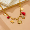 Sunflower Cat's Eye Awn Star Necklace Titanium Steel And Stainless Steel Star Shaped Electroplated Clavicle Chain For Women