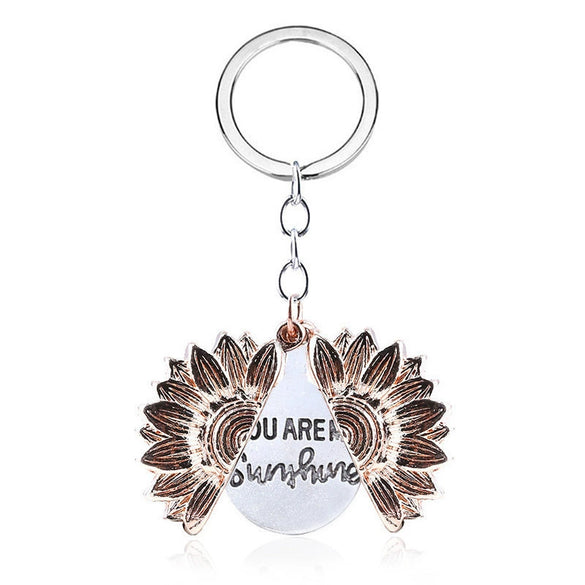 Sunflower Metal Zinc Alloy Keychain Necklace Sun Pendant Couple Gift Fashion Jewelry