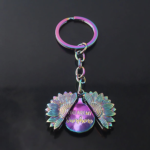Sunflower Metal Zinc Alloy Keychain Necklace Sun Pendant Couple Gift Fashion Jewelry
