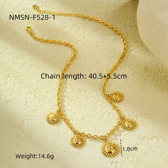 Sunflower Pendant Necklace Stainless Steel Electroplating Women's
