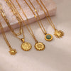 Sunflower Stainless Steel Geometric Round Unisex Necklace With Electroplating