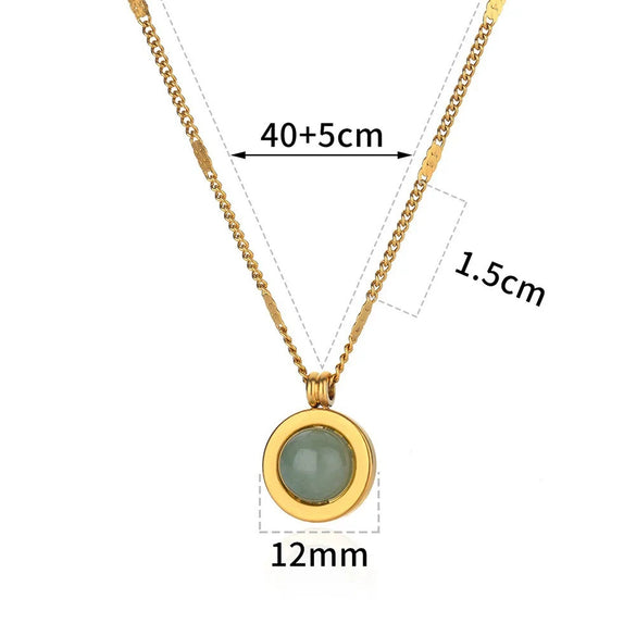 Sunflower Stainless Steel Geometric Round Unisex Necklace With Electroplating