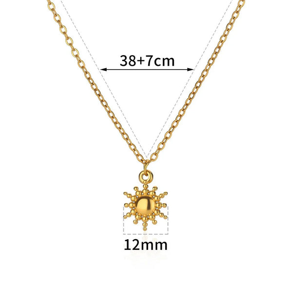Sunflower Stainless Steel Geometric Round Unisex Necklace With Electroplating