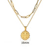 Sunflower Stainless Steel Geometric Round Unisex Necklace With Electroplating
