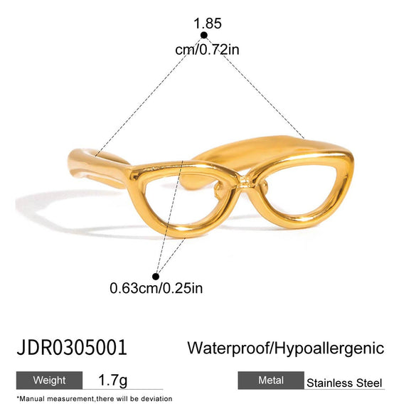 Sunglasses And Open Ring Jewelry Stainless Steel 18K Gold Electroplated Quiet Elegant Holiday Style
