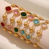 Super Shiny Imported Czech Glass Bracelet In Fashion Style With Geometric Shape Made Of Stainless Steel And 18K Real Gold Plated By Electroplating