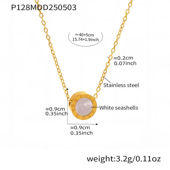 Super Texturized White Sea Black Acrylic Roman Numerals Women's Fashion Jewelry Bracelet Necklace In Stainless Steel With Geometric Shape And Electroplating