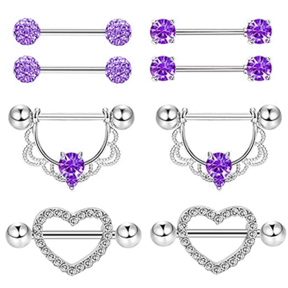 Stainless Steel Zircon 4 Pairs Of Milk Ring Set Diamond Nail Milk Jewelry Wholesale