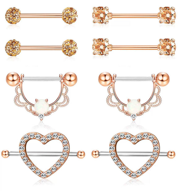 Stainless Steel Zircon 4 Pairs Of Milk Ring Set Diamond Nail Milk Jewelry Wholesale