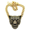 Sweater Chain Accessories Alloy Bone Chain With Leopard Head Animal Pattern Knitted Necklace For Halloween Hiphop Style