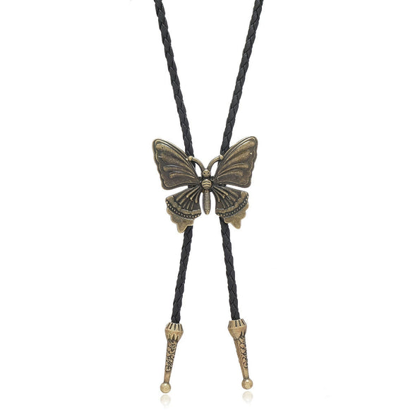 Sweater Chain Alloy Pendant Snake Bone Chain Metallic Leather Plaid Butterfly Retro Unisex