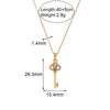 Sweater Chain Jewelry Titanium Steel Micro Inlay Retro Hollow Flower Key Pendant Necklace Stainless Steel Geometric Electroplated