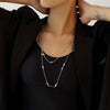 Sweater Chain Necklace 316L Stainless Steel Light Luxury Geometric Electroplated Double Layer Beaded