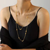 Sweater Chain Necklace 316L Stainless Steel Light Luxury Geometric Electroplated Double Layer Beaded