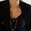 Sweater Chain Necklace 316L Stainless Steel Light Luxury Geometric Electroplated Double Layer Beaded