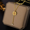 Sweater Chain Titanium Steel Gold Inlaid Geometric Round Clavicle Chain
