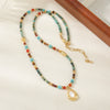 Sweater Chain Women's Retro Light Luxury Niche Stacked Clavicle Chain Handmade Red Agate Copper Geometric