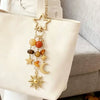 Sweet And Cool Star And Moon Zinc Alloy Keychain With Crushed Stone Pentagram Pendant Fashion Bag Charm Accessory