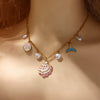 Sweet And Fresh Ocean Style Stainless Steel Necklace With Shell Fish Tail Heart Pendant And Oil Dripping Design