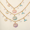 Sweet And Fresh Ocean Style Stainless Steel Necklace With Shell Fish Tail Heart Pendant And Oil Dripping Design