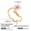 Sweet And Romantic Summer Colorful Flower Hammer Pattern Adjustable Open Ring For Women Made Of 18K Gold Plated Stainless Steel With Electroplating