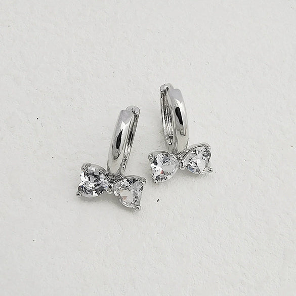 Sweet Bow Copper Earrings With Sparkling Zircon Inlay Trendy Niche Design Earrings For Women