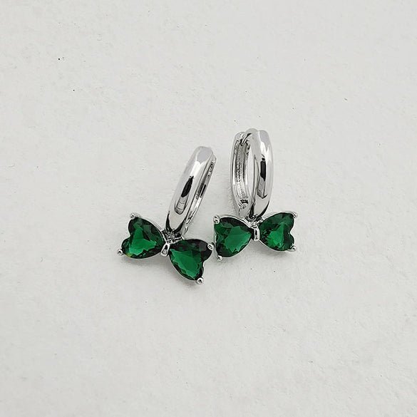 Sweet Bow Copper Earrings With Sparkling Zircon Inlay Trendy Niche Design Earrings For Women
