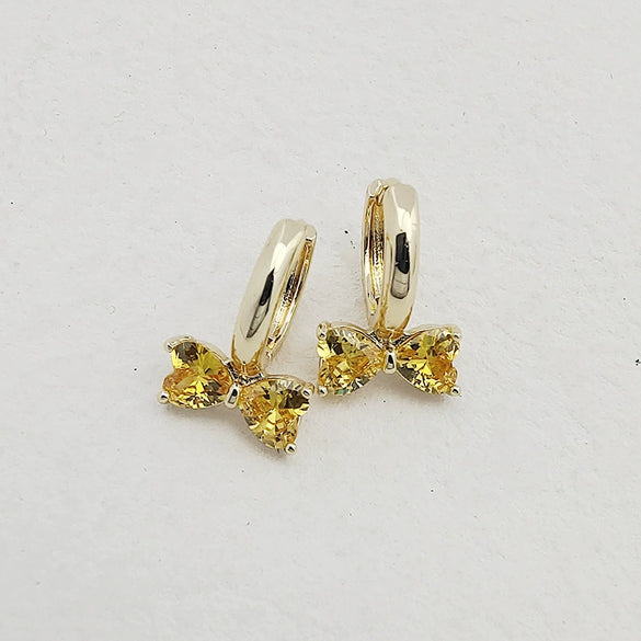 Sweet Bow Copper Earrings With Sparkling Zircon Inlay Trendy Niche Design Earrings For Women