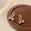 Sweet Bow Copper Earrings With Sparkling Zircon Inlay Trendy Niche Design Earrings For Women