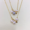 Sweet Bow Freshwater Pearl Pendant Earring Set Jewelry