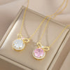 Sweet Bow Knot Stainless Steel Copper Plating Inlay Zircon Pendant Necklace 1 Piece