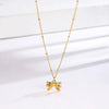 304 Stainless Steel 18K Gold Plated Sweet Plating Bow Knot Pendant Necklace