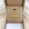 Sweet Bow Knot Titanium Steel Plating Inlay Zircon Earrings Necklace