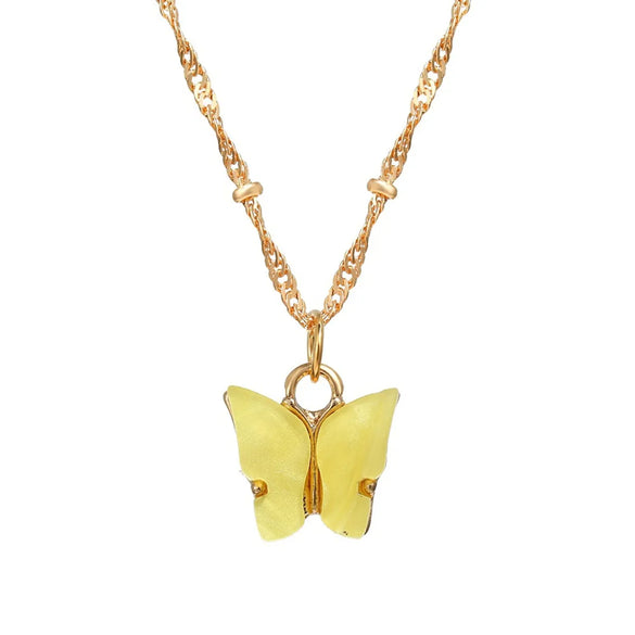 Sweet Butterfly Alloy Pearl Plating Pendant Necklace 1 Piece